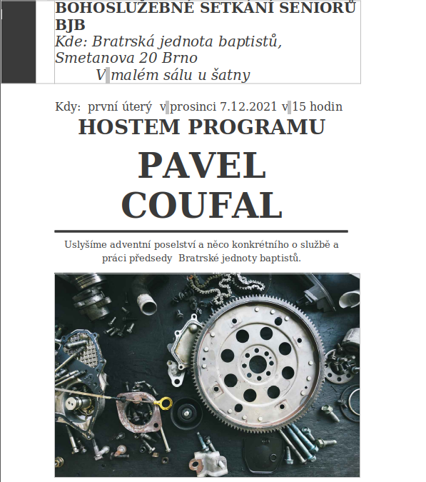 Bohoslužba seniorů – prosinec 2021