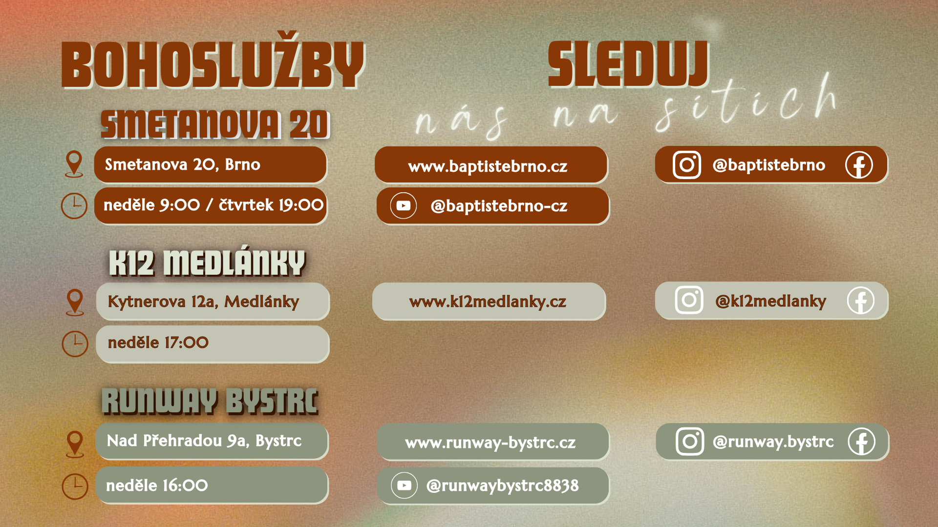 Přehled bohoslužeb baptistů v Brně